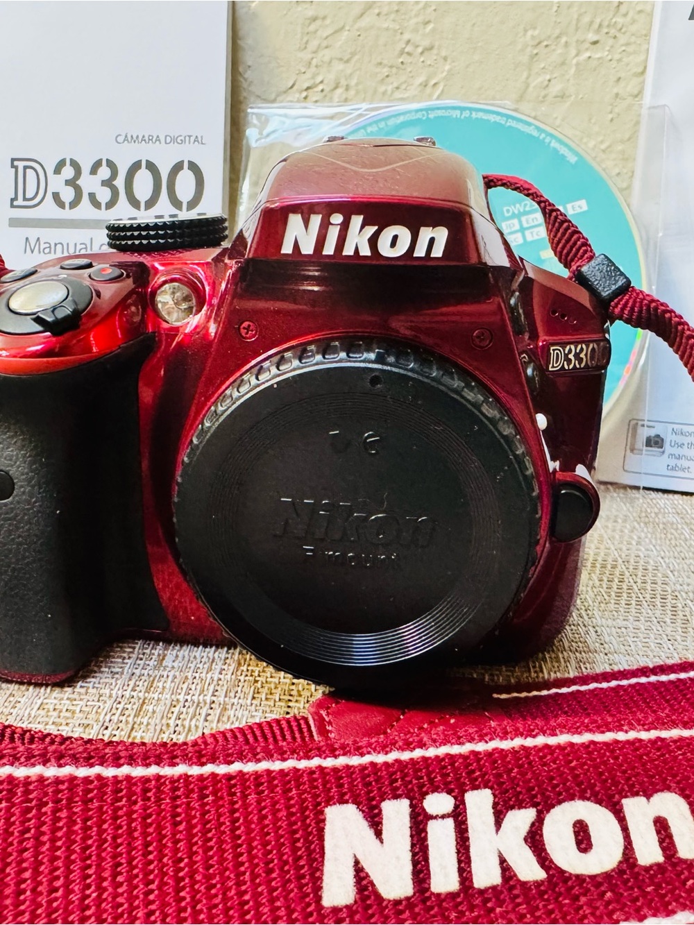 Nikon D3300 Red DSLR Camera, with all parts and carrying bag!